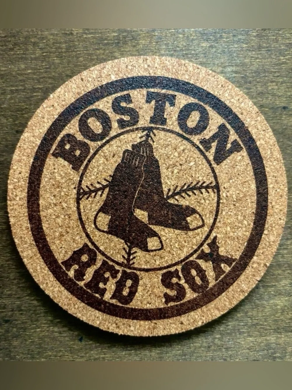 SOLD❗️Boston Red Sox Laser Engraved Cork Coaster - Picture 1 of 5